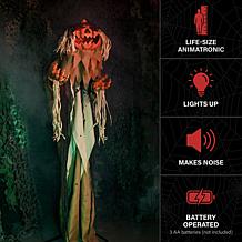 Haunted Hill Farm 5.4-Ft. Standing Head Dropping Pumpkin Man Animat...