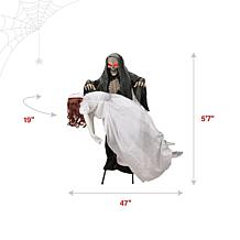Haunted Hill Farm 5.6-ft. Floating Lady with Magic Reaper Animatronic