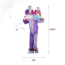 Haunted Hill Farm 5.6-Ft. Standing Double Headed Animated Clown Ani...