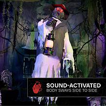Haunted Hill Farm 5.9-Ft. Animated Zombie Animatronic with Lantern
