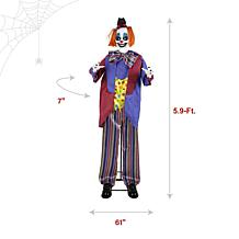 Haunted Hill Farm 5.9-Ft. Standing Animated Clown Animatronic