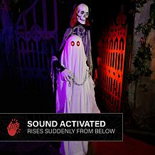 Haunted Hill Farm 5.9-Ft. Standing Animated Reaper with Ghost Anima...