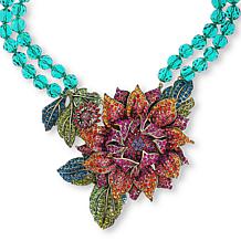 Heid Daus Late Bloomer Bronzetone Multicolor Floral Drop Necklace