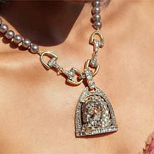 Heidi Daus Chantilly Royale Textured Bronzetone Crystal Drop Necklace