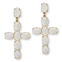 Heidi Daus Devil Wears Heidi Oval Stone Cross Drop Earrings