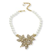 Heidi Daus Four Seasons in Bloom White Bead & Crystal Flower Necklace