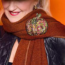 Heidi Daus Groovy Gourd Bronzetone Crystal and Enamel Pin