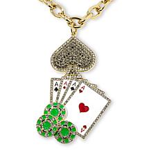 Heidi Daus "Lady Luck" Crystal and Enamel Chain Necklace