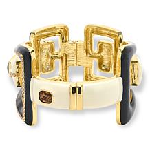 Heidi Daus New Century Enamel and Crystal Hinged Bangle Bracelet