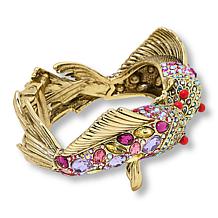 Heidi Daus One Fish Two Fish Bronzetone Crystal Bangle Cuff