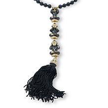 Heidi Daus See, Speak, and Hear No Evil Monkey Tassel Drop Necklace