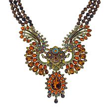 Heidi Daus Shangri La Bronzetone Crystal 3-Row Bird Drop Necklace