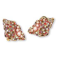 Heidi Daus Shell Ya! Crystal and Simulated Pearl Stud Earrings