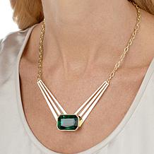 Heidi Daus Sunray 18" Goldtone Octagonal Stone Drop Necklace