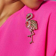 Heidi Daus Tickled Pink Crystal Flamingo Pin