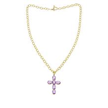Heidi Daus Violet Stone Cross Enhancer Pendant with Necklace