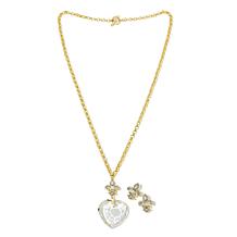 Heidi Daus Winter Heart Drop Necklace and Stud Earrings Set
