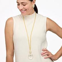 Heidi Daus Winter Heart Drop Necklace and Stud Earrings Set