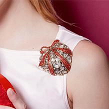 Heidi Daus Wrapped Up Crystal Heart-Design Pin/Enhancer Pendant