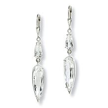 Herkimer Mines Sterling Silver "Diamond" Quartz 2-Stone Drop Earrings