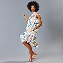 HFR x Undra Celeste Satin Mock-Neck Sleeveless Dress