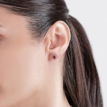 House of Ellure Red Garnet and White Topaz Stud Earrings