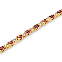 House of Ellure Red Garnet and White Topaz Tennis Bracelet