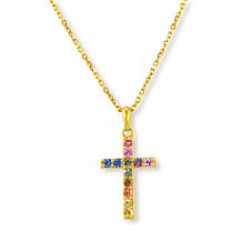 House of Ellure Sterling Silver Choice of Sapphire Cross Necklace