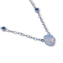 House of Ellure Sterling Silver Moonstone and Sapphire Chain Necklace