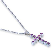 House of Ellure Sterling Silver Sapphire Cross Pendant with 18" Chain