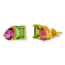 House of Ellure "Toi et Moi" Pink Topaz and Peridot Earrings