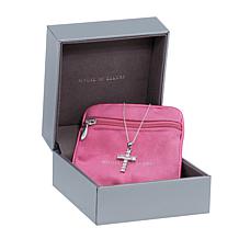 House of Ellure White or Pink Sapphire Cross Pendant with 18" Chain