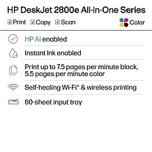 HP DeskJet 2827e All-in-One Printer with $25 Instant Ink Card