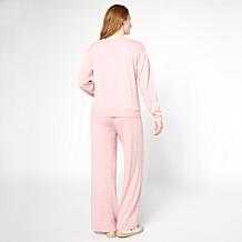HUE 2-piece Shimmer Knit Top & Pant Lounge Set