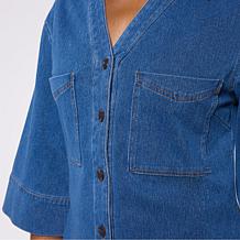 HUE V-Neck Denim Jacket with 3/4 Sleeves