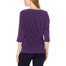IMAN Global Chic 3/4-Sleeve Dolman Drape Front Top
