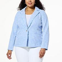 IMAN Global Chic Boucle Blazer with Fringe Trim 