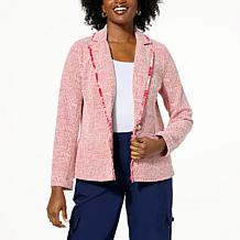 IMAN Global Chic Boucle Blazer with Fringe Trim 