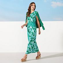 IMAN Global Chic Cap-Sleeve Draped Detail Dress