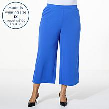 IMAN Global Chic Crepe Knit Wide Leg Crop Pant 