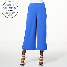 IMAN Global Chic Crepe Knit Wide Leg Crop Pant 