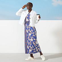 IMAN Global Chic Cropped Denim Jacket with Back Elastic
