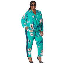 IMAN Global Chic Floral Side Stripe Ankle Pant