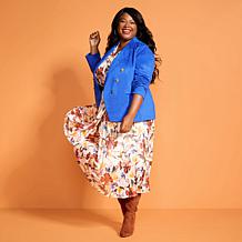 IMAN Global Chic Luxe Faux Suede Double-Breasted Blazer