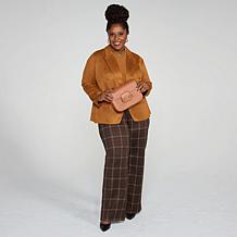 IMAN Global Chic Luxe Faux Suede Double-Breasted Blazer