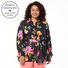IMAN Global Chic Printed Button-Front Everything Blouse