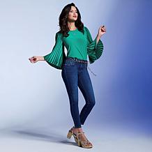 IMAN Global Chic Satin Pleated Sleeve Top