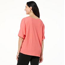 IMAN Global Chic Textured Knit Asymmetrical Dolman Sleeve Top