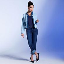 IMAN Global Chic Tweed Jacket with Denim Trim