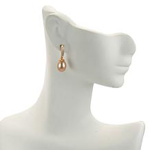 Imperial Pearls 14K Pink Cultured Pearl and Diamond Drop Earrings